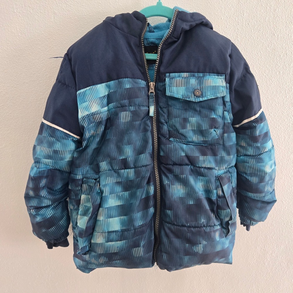 iXtreme Boys Blue‎ Digital Print Puffer Jacket Hooded Winter Coat Size 5